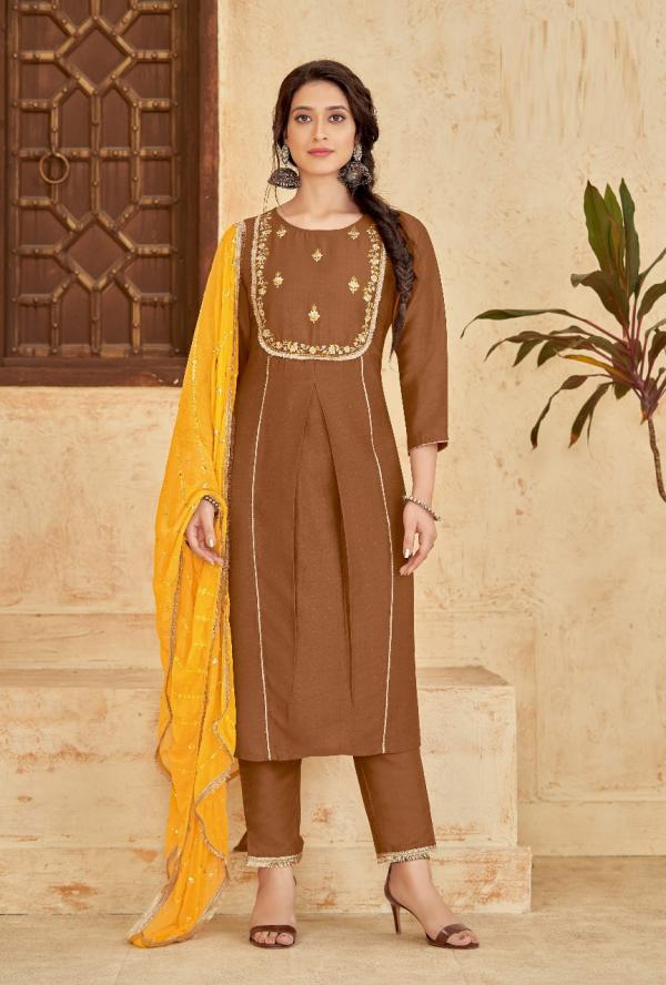 Shichi Fanaa Self Pattern Chinon Kurti With Bottom Dupatta Collection